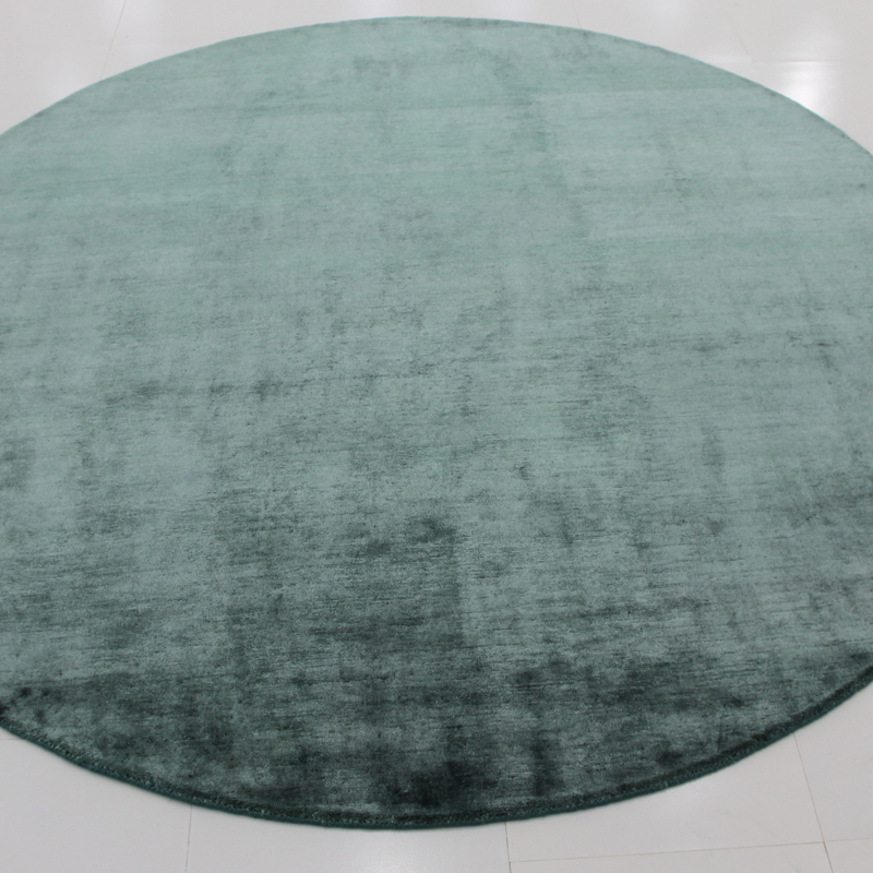 Silk rug round rug aqua emerald teal modern contemporary